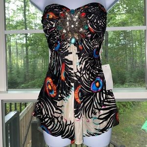 Sky peacock embellished top M